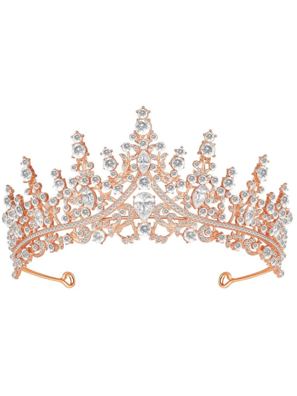D#-Rose Queen Tiara Crown For Women Bridal Prom Birthday Party Headpiece